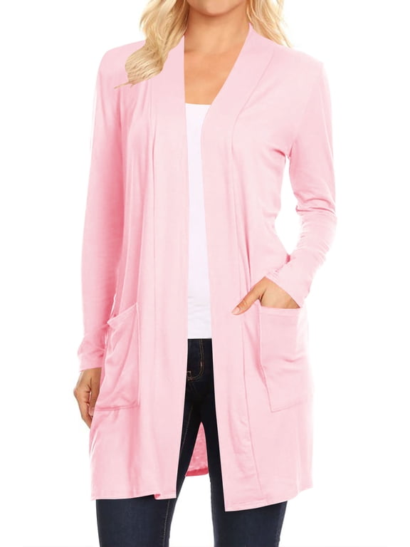 Women's Classic Long Sleeve Cardigan with Side Pockets for Everyday Wear