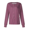 thumbnail image 1 of Women's Classic Long Sleeve Scrub Jacket Casual Open Front Button Down (S-5XL, Pink ), 1 of 4