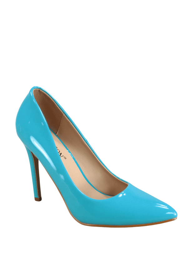 Women's Classic Multi Color Slip On Stiletto Heels Dress Casual Patent High Heel Pumps ( Turq, 10)