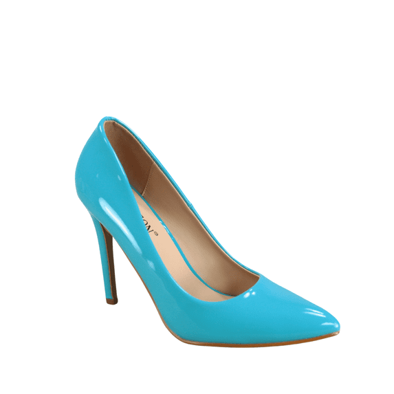 Women's Classic Multi Color Slip On Stiletto Heels Dress Casual Patent High Heel Pumps ( Turq, 6.5)