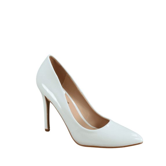 Women's Classic Multi Color Slip On Stiletto Heels Dress Casual Patent High Heel Pumps ( White, 5.5)