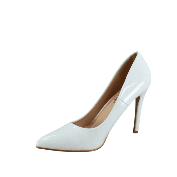 Women's Classic Multi Color Slip On Stiletto Heels Dress Casual Patent High Heel Pumps ( White, 5)