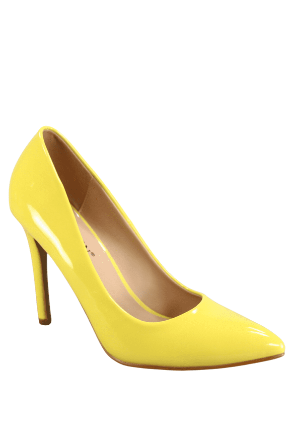 Women's Classic Multi Color Slip On Stiletto Heels Dress Casual Patent High Heel Pumps ( Yellow, 6.5)
