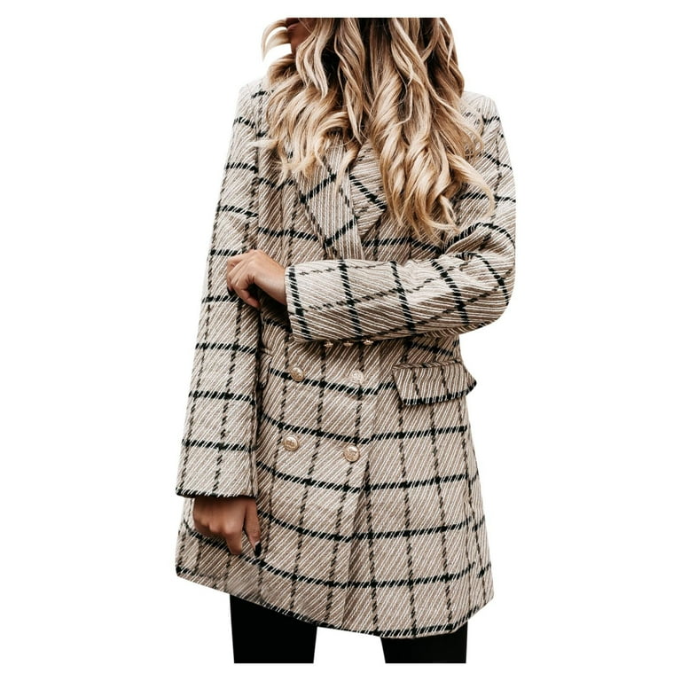 Black and white plaid long trench coat 4633 Black and white plaid long trench coat 4633