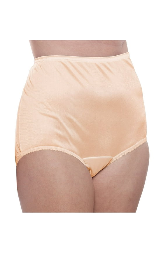 Nylon Brief Panty (Style 331/Plain Jane) 4 Pack in Beige Size 5