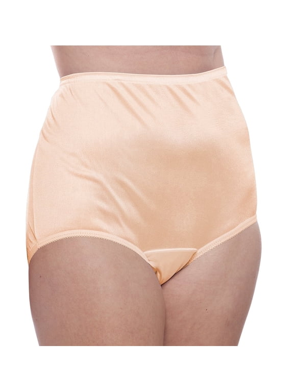 Nylon Brief Panty (Style 331/Plain Jane) 4 Pack in Beige Size 10