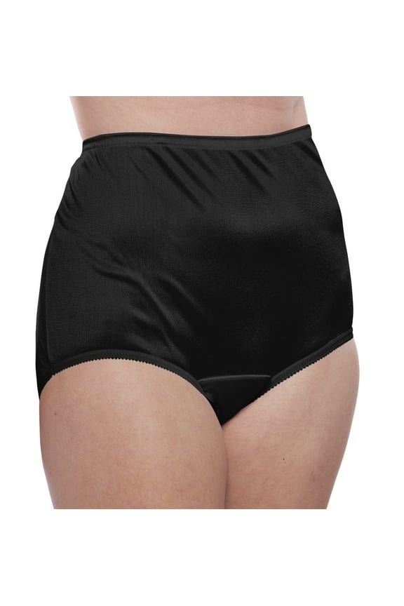 Nylon Brief Panty (Style 331/Plain Jane) 4 Pack in Black Size 15