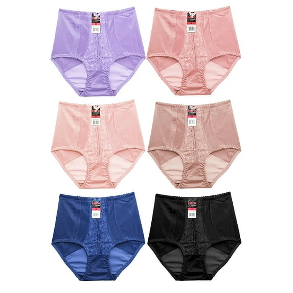 Women's Classic Nylon Stretch Colorful Power Net Girdle Briefs 12 Pack (S)