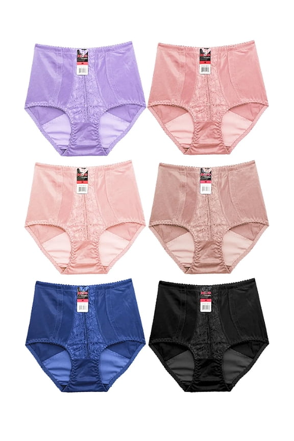 Women's Classic Nylon Stretch Colorful Power Net Girdle Briefs 12 Pack (S)