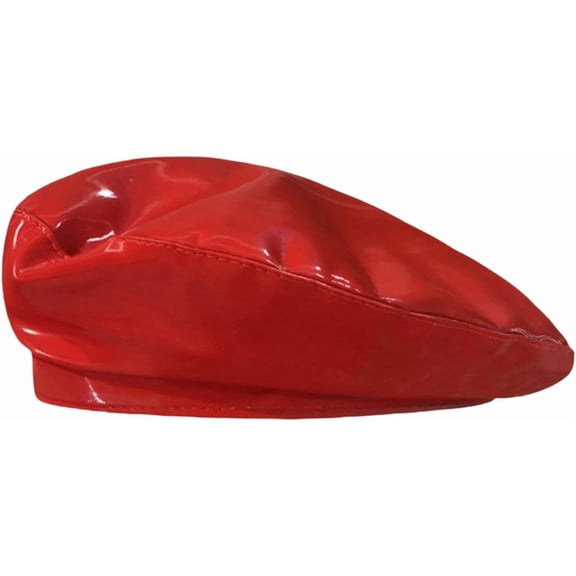 Women's Classic PU Leather French Beret Hat Retro Beanie Hat Artist Beret Cap Adjustable Painter Pumpkin Cap
