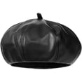 thumbnail image 1 of Women's Classic PU Leather French Beret Hat Retro Beanie Hat Artist Beret Cap Adjustable Painter Pumpkin Cap, 1 of 9