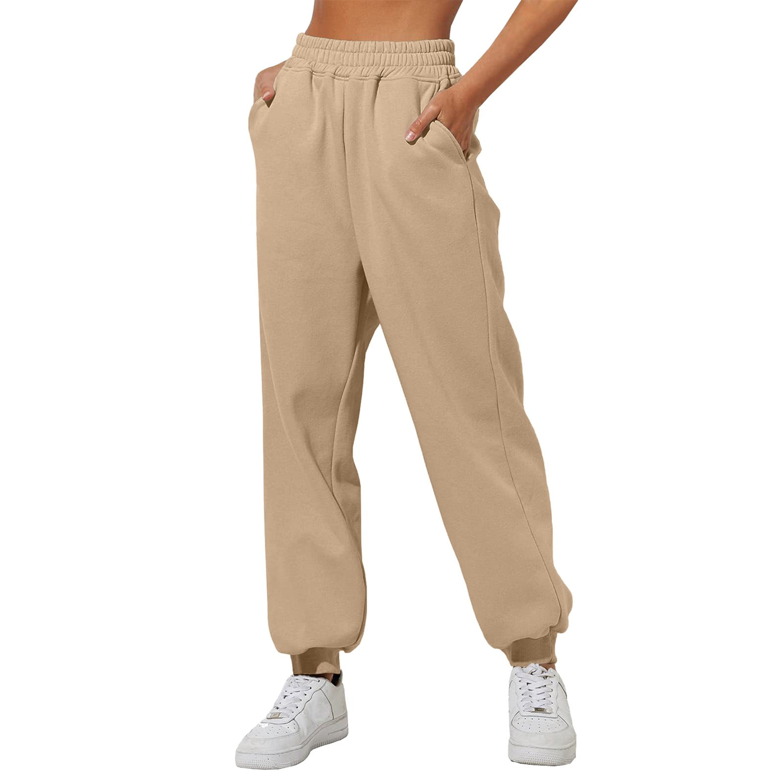 Women's Classic Pants Lined Straight Leg Bottom Sweatpants Joggers High ...