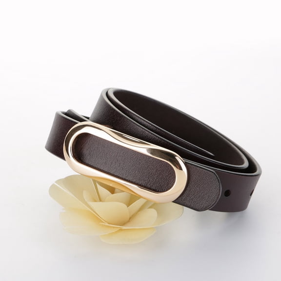 Women‘s Classic Pin Buckle Leather Belt - Versatile Dress Belt for Jeans, Pants, Office Wear