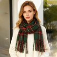 thumbnail image 1 of Women's Classic Plaid Scarf with Fringe, Warm Soft Winter Scarf for Women, Fashionable Tartan Shawl Wrap for Cold Weather and Outfit Layering - Green, 1 of 6