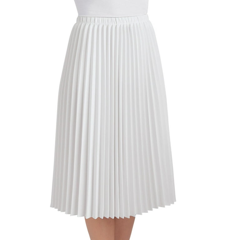 White pleated cheap midi skirt