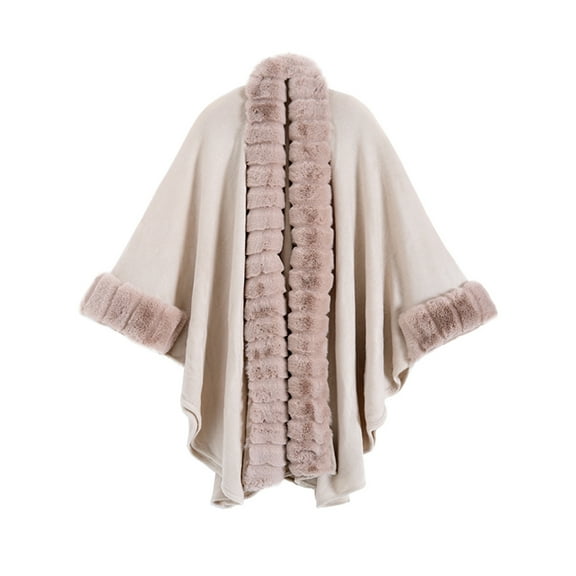 Women's Classic Plus Size Knitted Cape Shawl Jacket, Beige