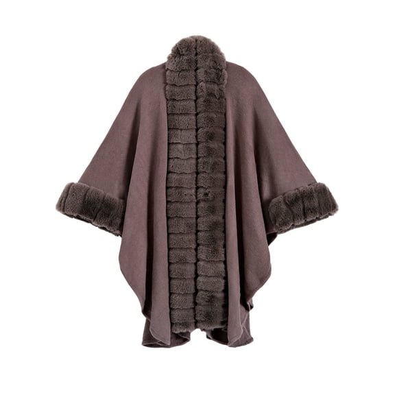 Women's Classic Plus Size Knitted Cape Shawl Jacket, Khaki