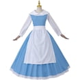 thumbnail image 1 of Women's Classic Princess Belle Blue  Maid Storybook Dress  - Elegant Village-Inspired Gown with Apron, 1 of 7