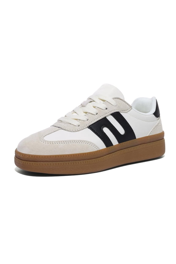 Women's Classic Retro Fashion Sneakers Natural Rubber Outsole Low-Top Breathable Casual Lightweight Walking Shoes Black 6.5 US