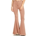 thumbnail image 1 of Women's Classic Retro High Waist Long Denim Bell Bottom Jeans, Peach, X-Large, 1 of 3