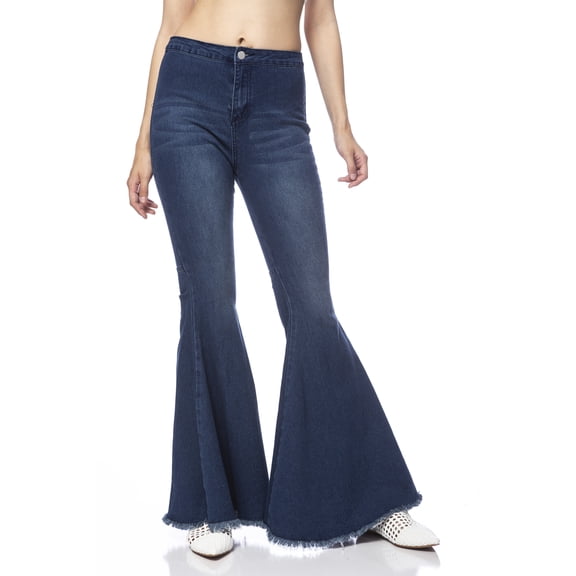 Women's Classic Retro High Waist Long Denim Bell Bottom Jeans