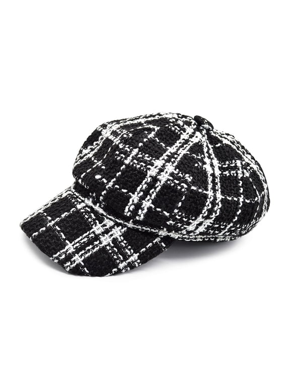 Women's Classic Retro Plaid Newsboy Cap Visor Gatsby Cabbie Hat