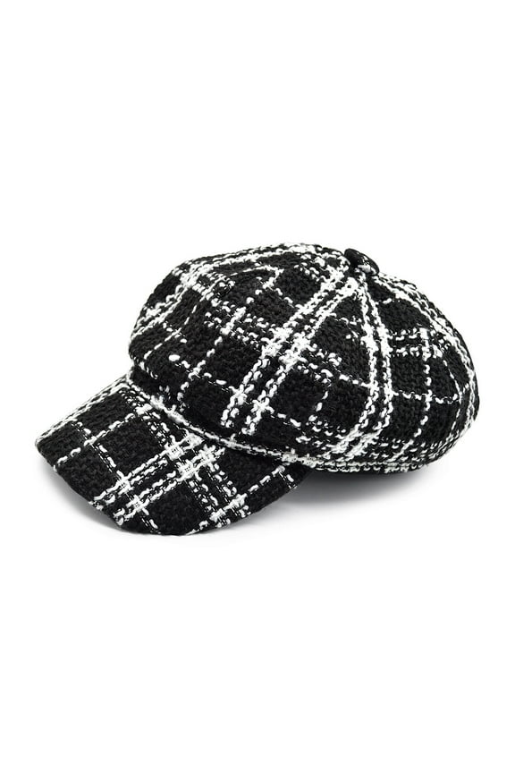 Women's Classic Retro Plaid Newsboy Cap Visor Gatsby Cabbie Hat