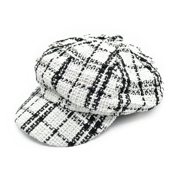 Women's Classic Retro Plaid Newsboy Cap Visor Gatsby Cabbie Hat