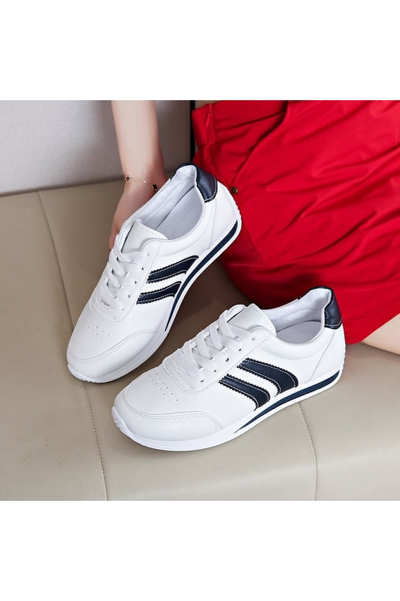 Women's Classic Retro Running , with Navy Stripe, Lace-up Athletic Shoes