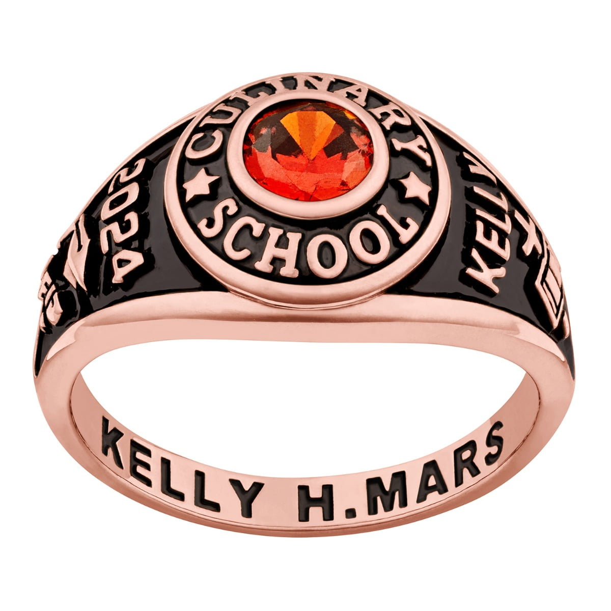 Women's Classic Round Birthstone Class Ring, Personalized