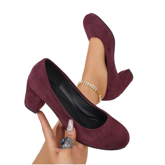 Women's Classic Round Toe Pumps Low Block Heel Comfortable Dress Shoes Women's Casual Shallow Mouth Lightweight Elegant Shoes