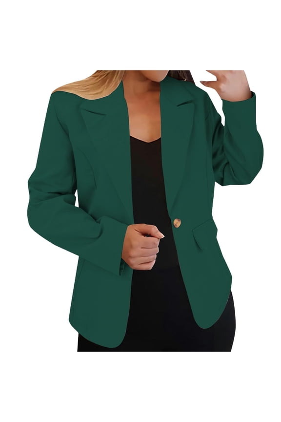 Women’s Classic Single Button Blazer – Professional Long Sleeve Work Jacket, Tailored Fit, Lightweight Office Suit Coat
