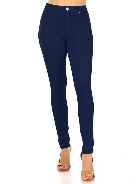 Women's Classic Skinny Ponte Pants Stretchy Mid-Rise Fit, 5-Pocket Design