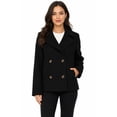 thumbnail image 1 of Women's Classic Soft Felt Short Peacoat Long Sleeve Solid Coat, 1 of 6