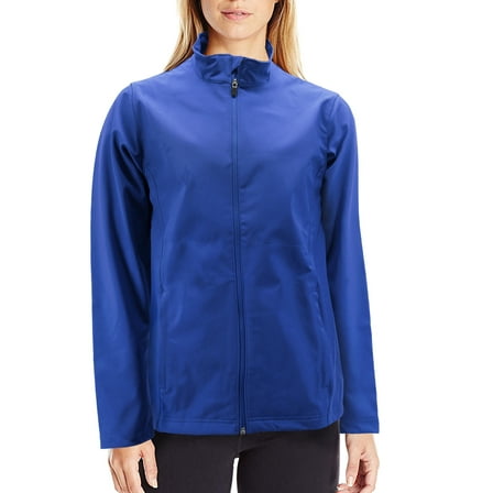 Women's Classic Soft Shell Water Resistant Fleece Lined Zipper Track Jacket (Royal Blue, 2XL)