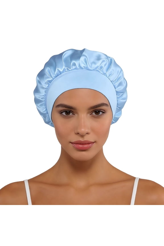 Women's Classic Solid Satin Wide Brim Sleep Cap Soft Breathable Hair Protection Stylish Versatile For Daily Sleep Travel And Sun Use BU3 One Size