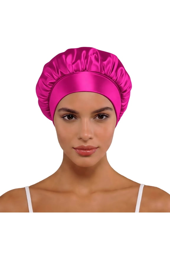 Women's Classic Solid Satin Wide Brim Sleep Cap Soft Breathable Hair Protection Stylish Versatile For Daily Sleep Travel And Sun Use RD3 One Size