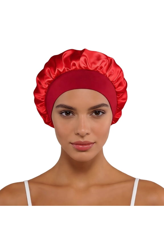 Women's Classic Solid Satin Wide Brim Sleep Cap Soft Breathable Hair Protection Stylish Versatile For Daily Sleep Travel And Sun Use RD4 One Size