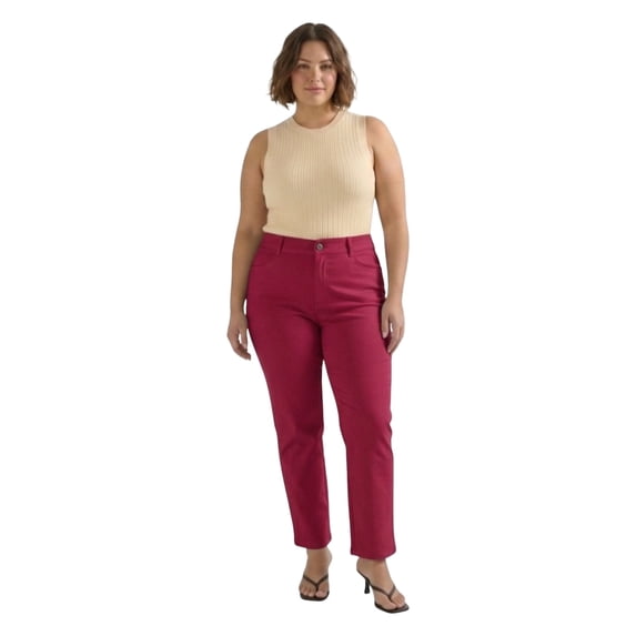 Women's Classic Solid Straight Leg Jeggings-Plus Size, Burgundy, 3XL