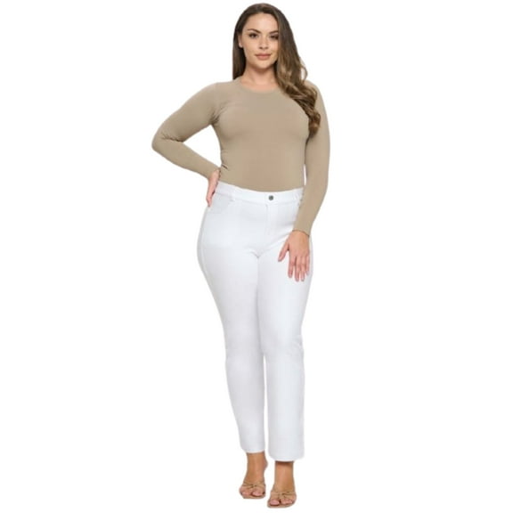 Women's Classic Solid Straight Leg Jeggings-Plus Size, White, XL