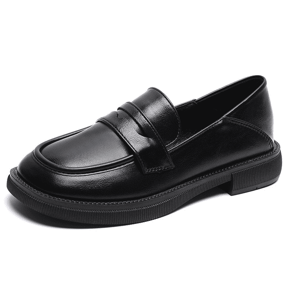 Women's Classic Square Toe Loafers, Smooth Leather Finish Slip-On Flats, Non-Slip Sole Office Dress Shoes, Elegant Comfort Work Style, Perfect Holiday Gift for Her
