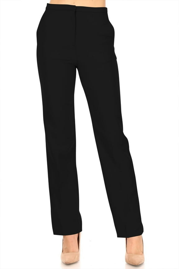 Women's Classic Straight-Leg Woven Dress Pants for Office and Work