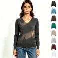 thumbnail image 1 of Women’s Classic V Neck Long Sleeve Soft Knit Pullover Sweater, Women's , Size S-2XL, 1 of 3