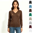 thumbnail image 1 of Women’s Classic V Neck Long Sleeve Soft Knit Pullover Sweater, Women's , Size S-2XL, 1 of 4