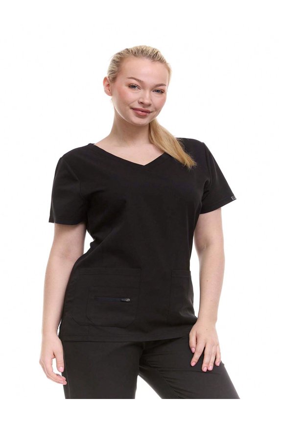 Women's Classic V-Neck Scrub Top – Soft Stretch Fabric,3-Pocket Design, Wrinkle-Resistant, Available In Multiple Colors