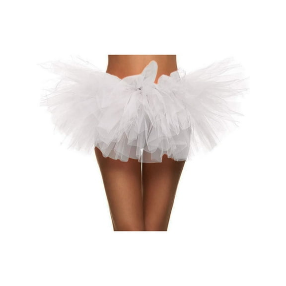 Women's Classic Vintage 5-layered Tulle 5k,10k running Tutu Skirt, White