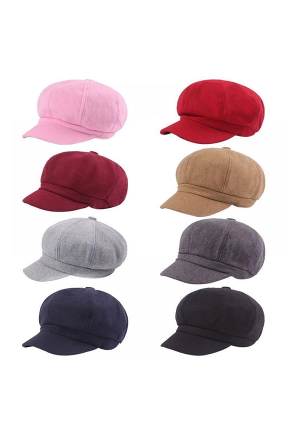 Women's Classic Visor Baker boy Cap Newsboy Cabbie Winter Cozy Hat with Comfort Elastic Back