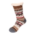 thumbnail image 1 of Women's Classic Winter Fleeced Thermal Cabin Crew Slipper Socks, 03 Brown, 1 Pair, 1 of 5