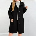 thumbnail image 1 of Women's Classic Wool Blend Peacoat, Single Breasted Mid-Length Coat, Notch Lapel Winter Overcoat, Elegant Long Sleeve Coat, Warm Winter Trench Coat, Formal Casual Overcoat Black L, 1 of 6