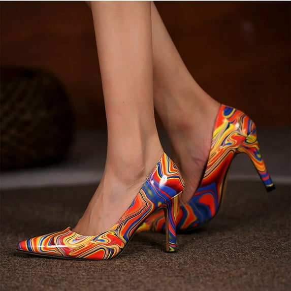 Women's Classy Pointy Toe Multicolor Slip On - Party Event Comfort High Heels